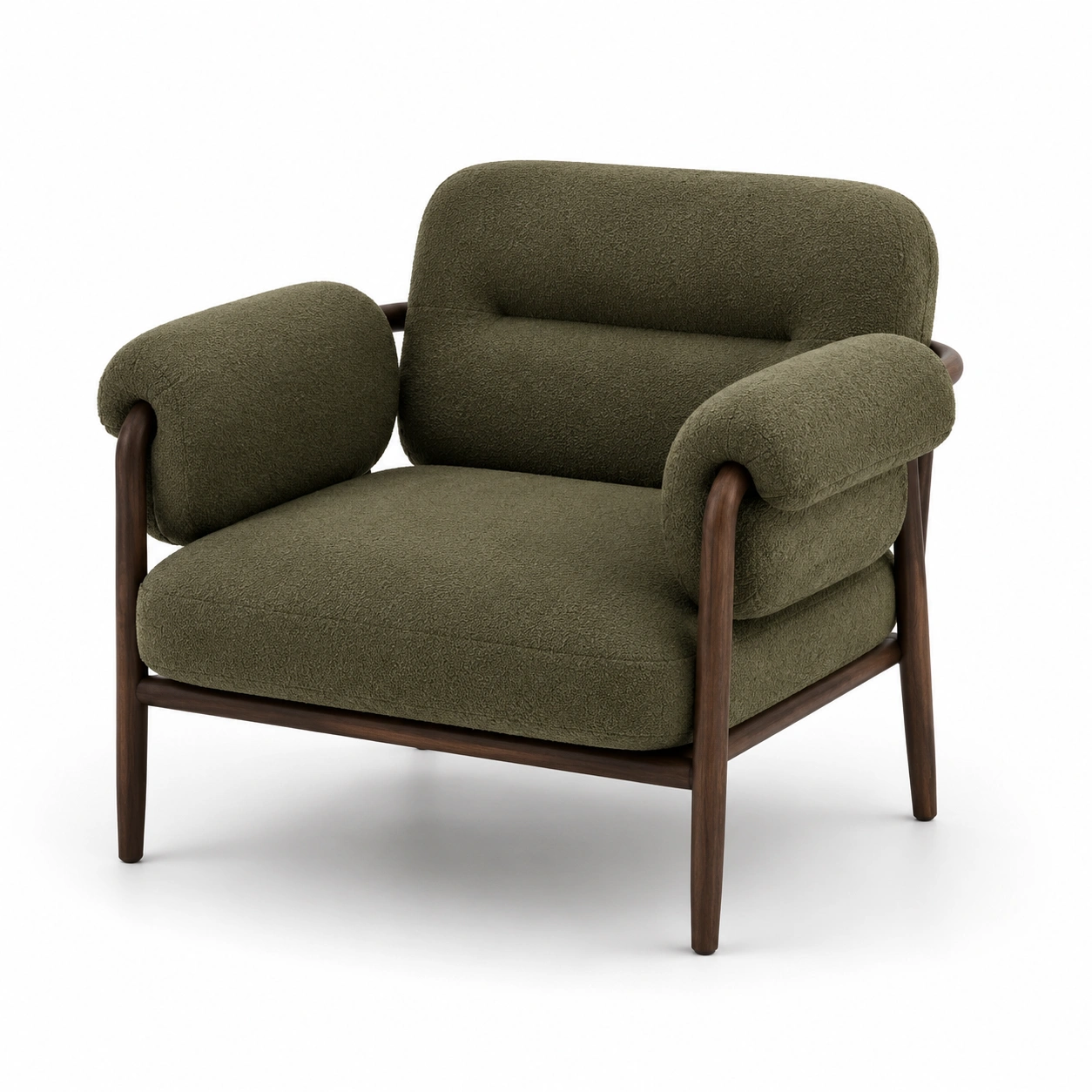 Fotel designerski zielony z drewniana rama-MonveraLiving